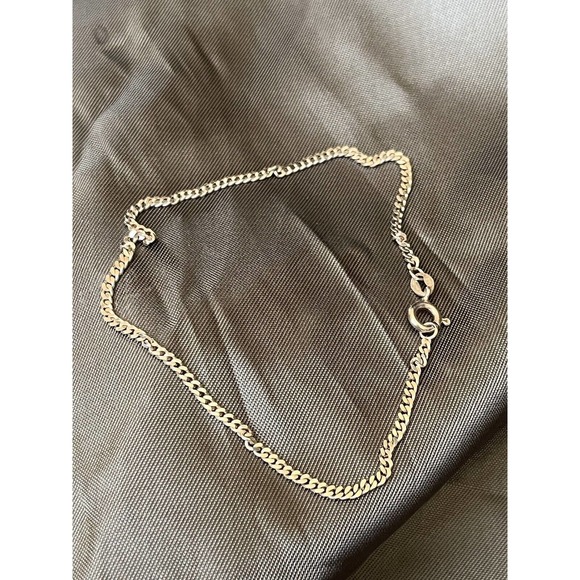 Vintage Sterling Silver Milor Anklet Flat Chain Made in Italy By Milor 9" Long - Picture 10 of 10